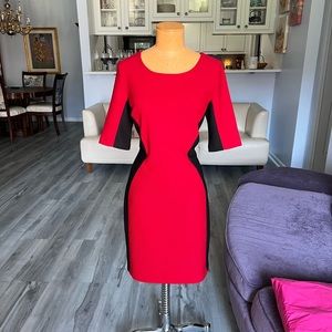 Bisou Bisou red and black knit dress